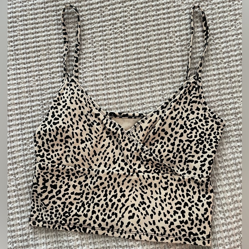 Leopard Print Surplice Front Cami Top